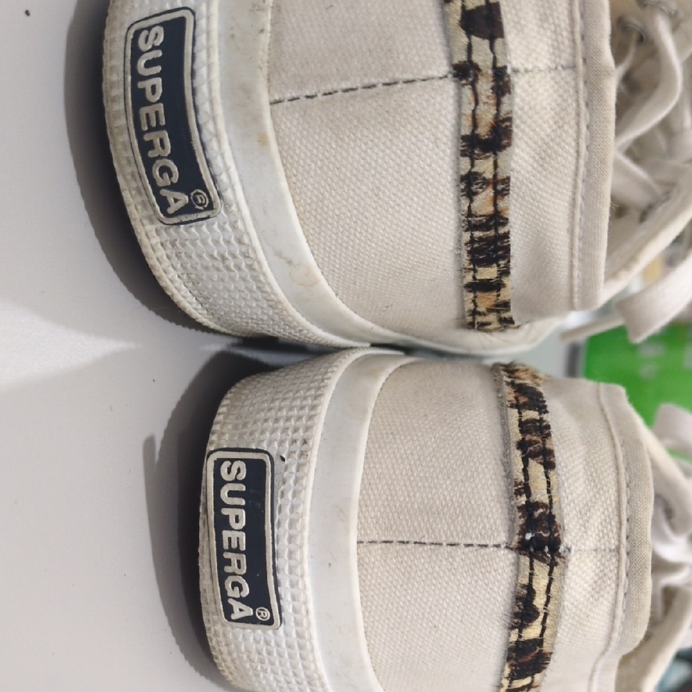 Superga Women's Sneakers - White and Tan Leopard - Picture 5 of 9